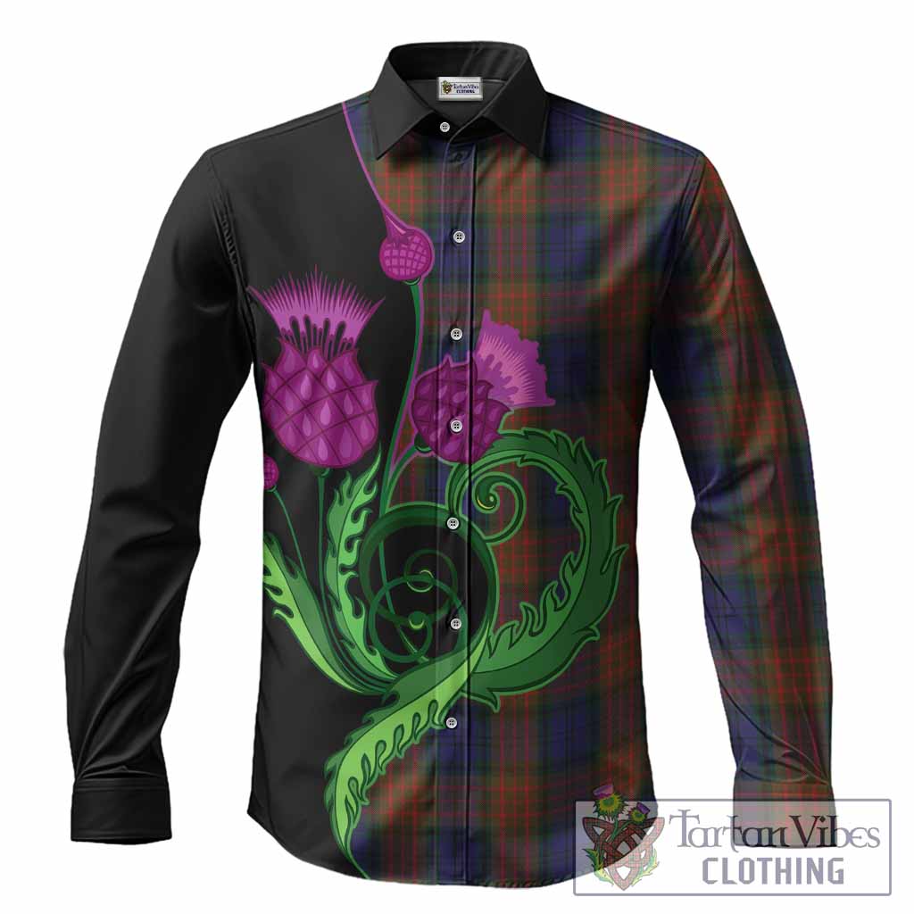 Longford County Ireland Tartan Long Sleeve Button Shirts Traditional Scottish Thistle