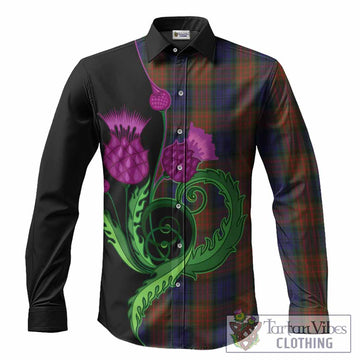 Longford County Ireland Tartan Long Sleeve Button Shirts Traditional Scottish Thistle
