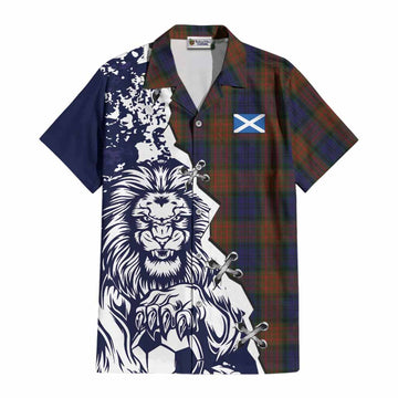 Longford County Ireland Tartan Scottish Cotton Hawaiian Shirt Angry Lion With Soccer Ball Style
