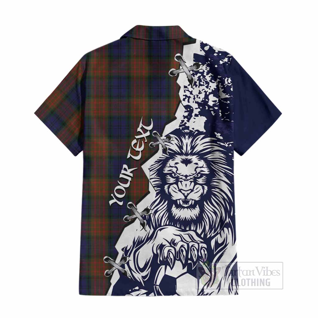 Longford County Ireland Tartan Scottish Cotton Hawaiian Shirt Angry Lion With Soccer Ball Style