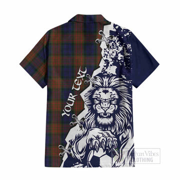 Longford County Ireland Tartan Scottish Cotton Hawaiian Shirt Angry Lion With Soccer Ball Style