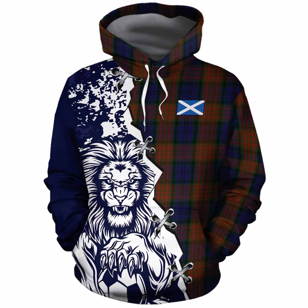 Longford County Ireland Tartan Scottish Cotton Hoodie Angry Lion With Soccer Ball Style