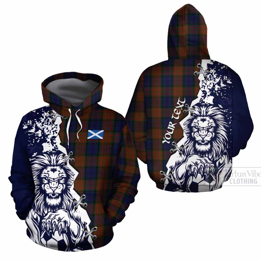Longford County Ireland Tartan Scottish Cotton Hoodie Angry Lion With Soccer Ball Style