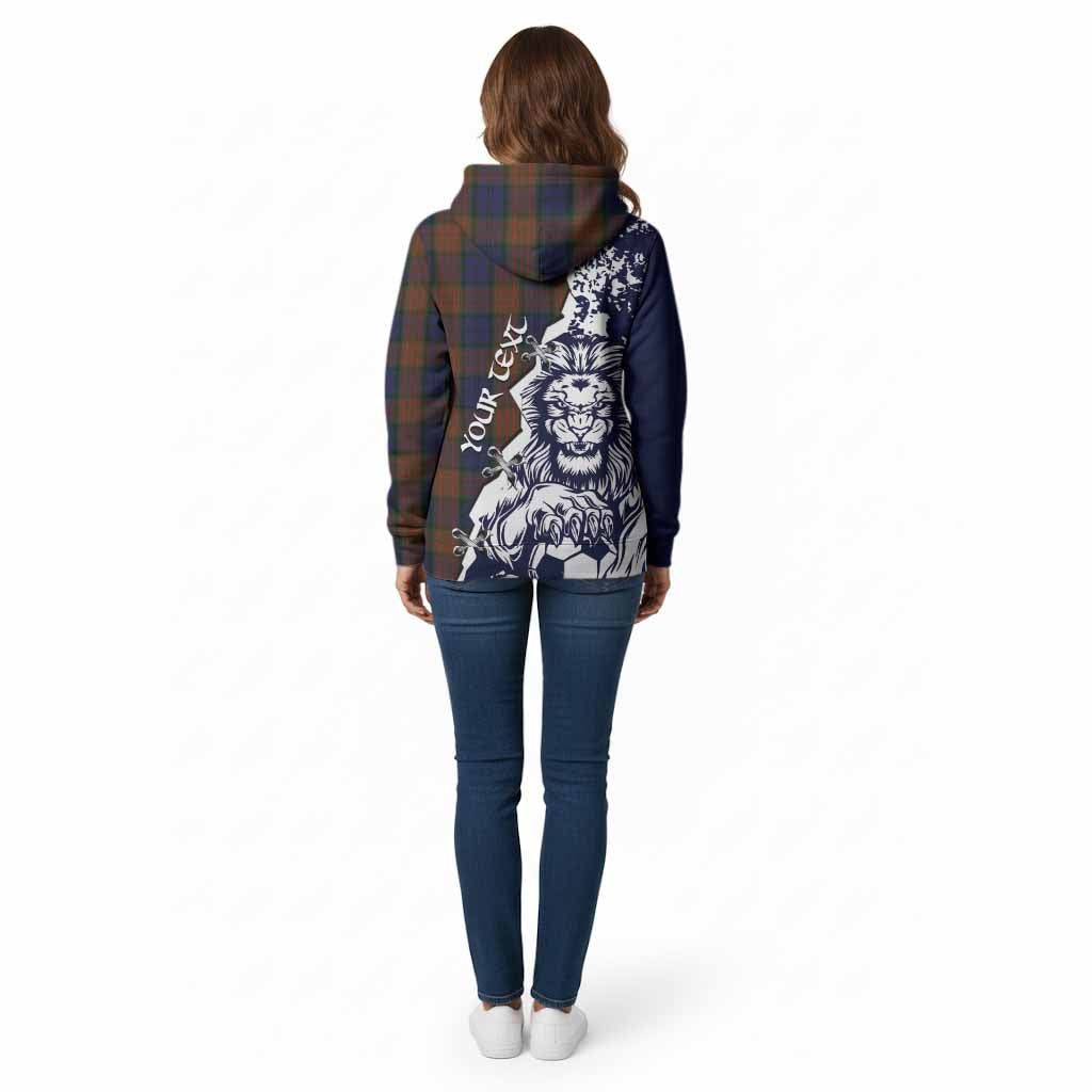 Longford County Ireland Tartan Scottish Cotton Hoodie Angry Lion With Soccer Ball Style