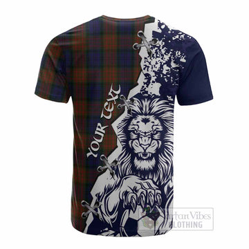 Longford County Ireland Tartan Scottish Cotton T-shirt Angry Lion With Soccer Ball Style