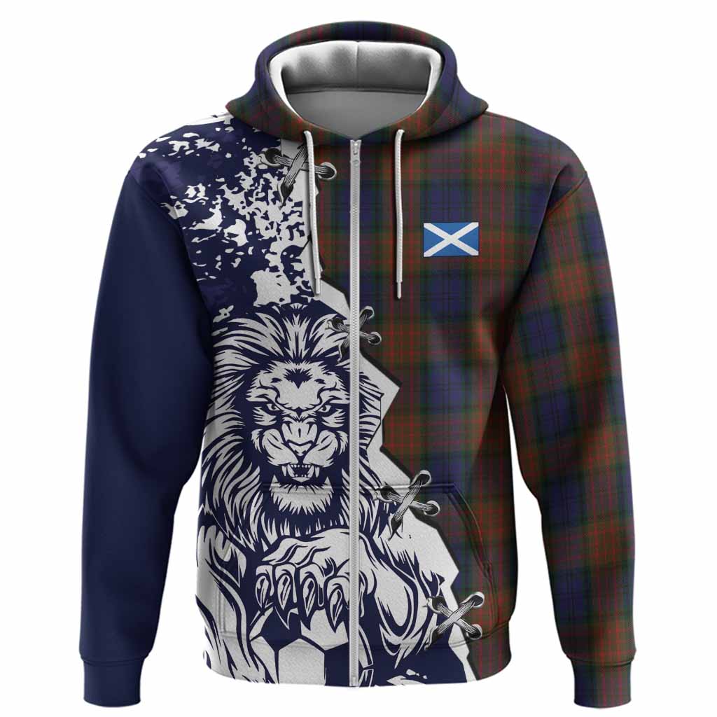 Longford County Ireland Tartan Scottish Hoodie Angry Lion With Soccer Ball Style