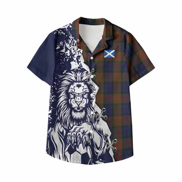 Longford County Ireland Tartan Scottish Kid Hawaiian Shirt Angry Lion With Soccer Ball Style
