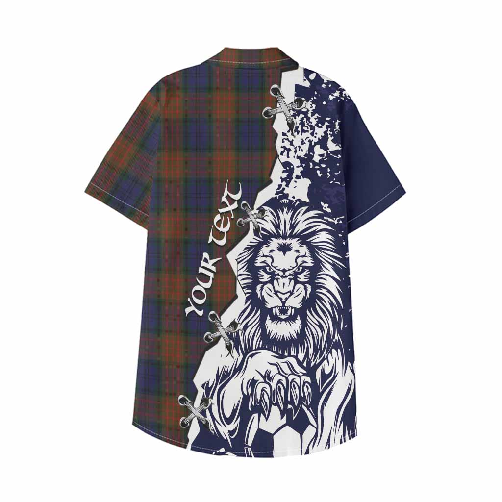 Longford County Ireland Tartan Scottish Kid Hawaiian Shirt Angry Lion With Soccer Ball Style