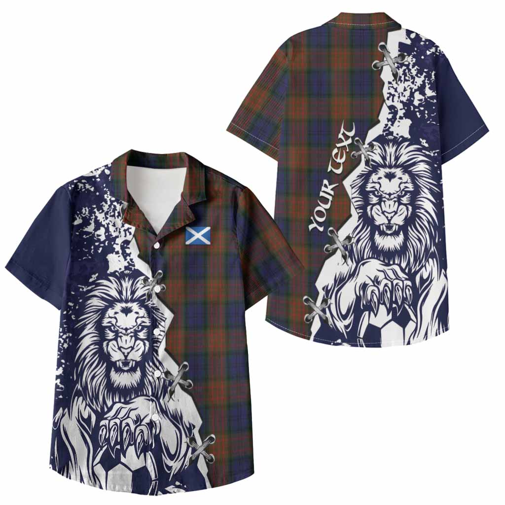 Longford County Ireland Tartan Scottish Kid Hawaiian Shirt Angry Lion With Soccer Ball Style