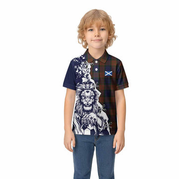 Longford County Ireland Tartan Scottish Kid Polo Shirt Angry Lion With Soccer Ball Style