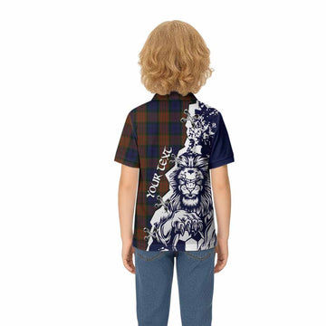Longford County Ireland Tartan Scottish Kid Polo Shirt Angry Lion With Soccer Ball Style