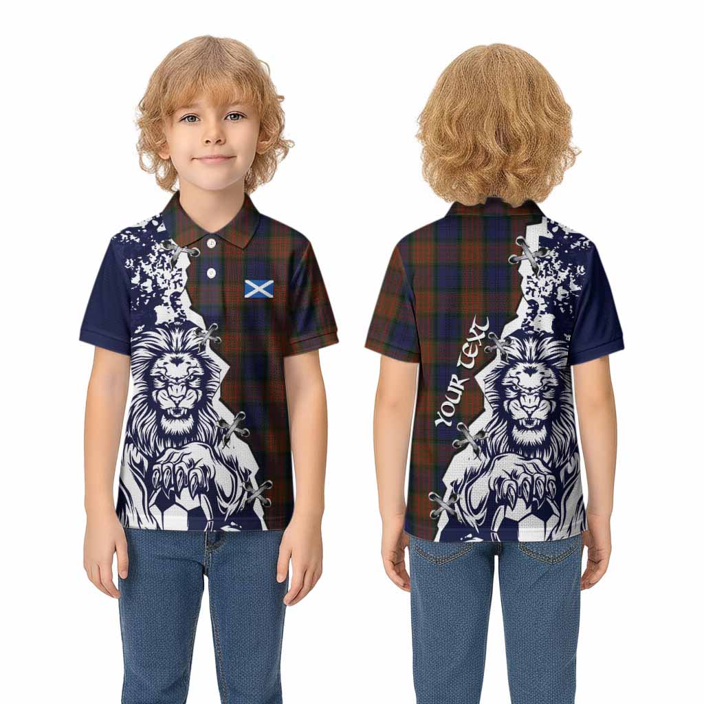 Longford County Ireland Tartan Scottish Kid Polo Shirt Angry Lion With Soccer Ball Style