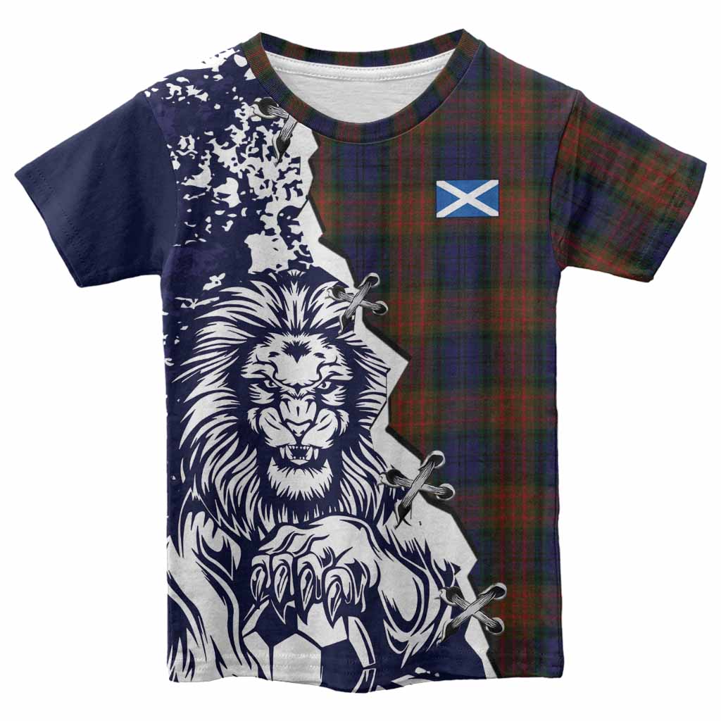 Longford County Ireland Tartan Scottish Kid T-shirt Angry Lion With Soccer Ball Style