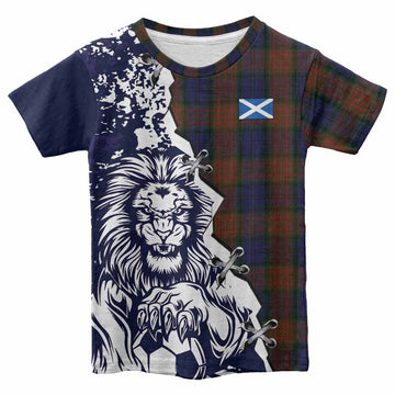 Longford County Ireland Tartan Scottish Kid T-shirt Angry Lion With Soccer Ball Style