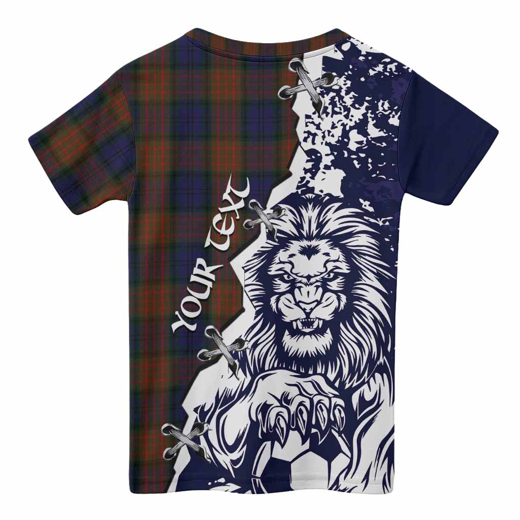 Longford County Ireland Tartan Scottish Kid T-shirt Angry Lion With Soccer Ball Style