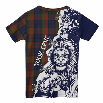 Longford County Ireland Tartan Scottish Kid T-shirt Angry Lion With Soccer Ball Style