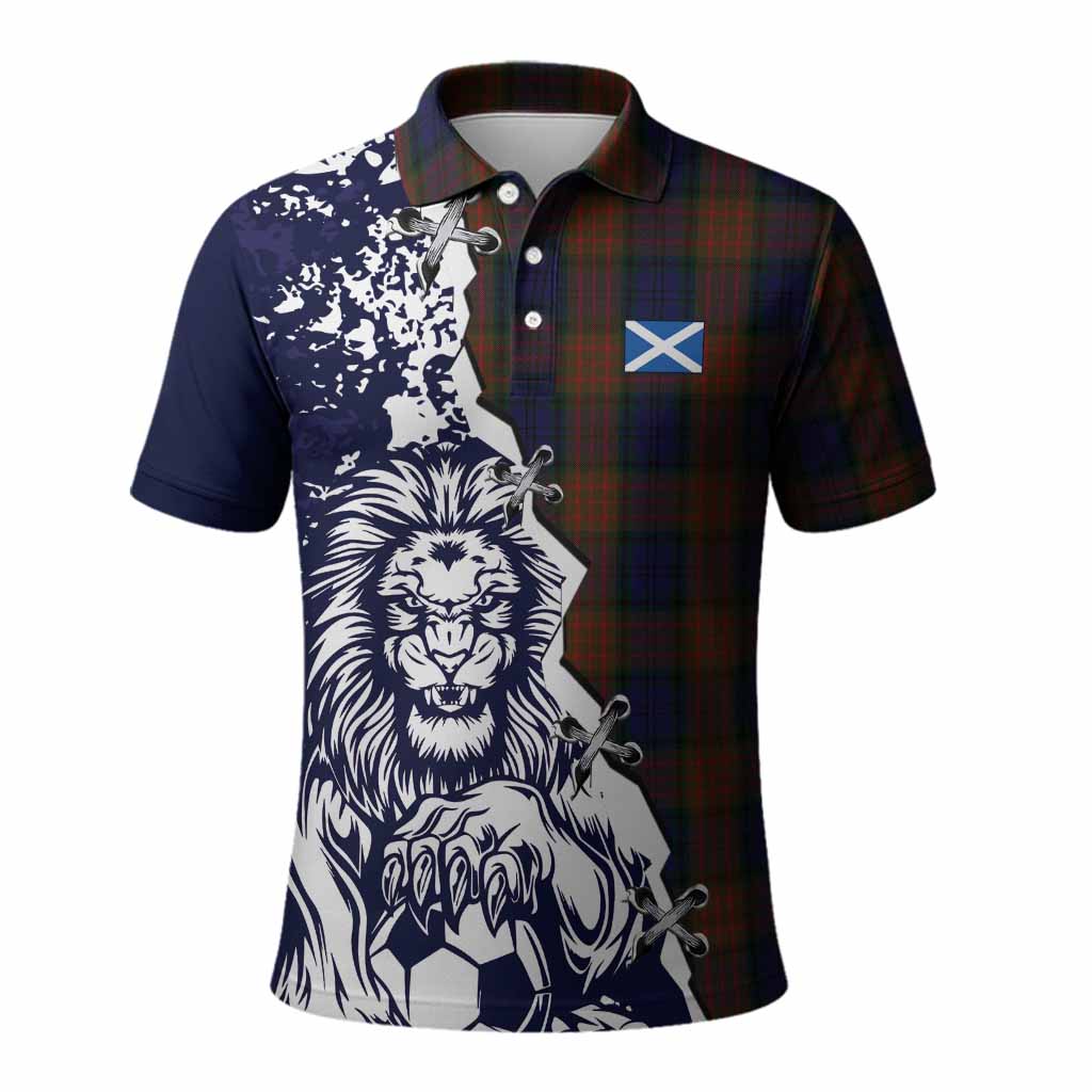 Longford County Ireland Tartan Scottish Polo Shirt Angry Lion With Soccer Ball Style