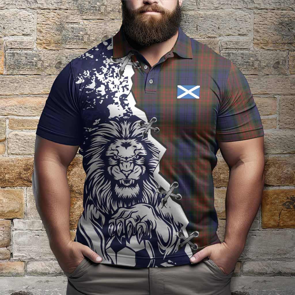 Longford County Ireland Tartan Scottish Polo Shirt Angry Lion With Soccer Ball Style