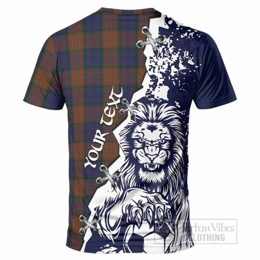 Longford County Ireland Tartan Scottish T-Shirt Angry Lion With Soccer Ball Style
