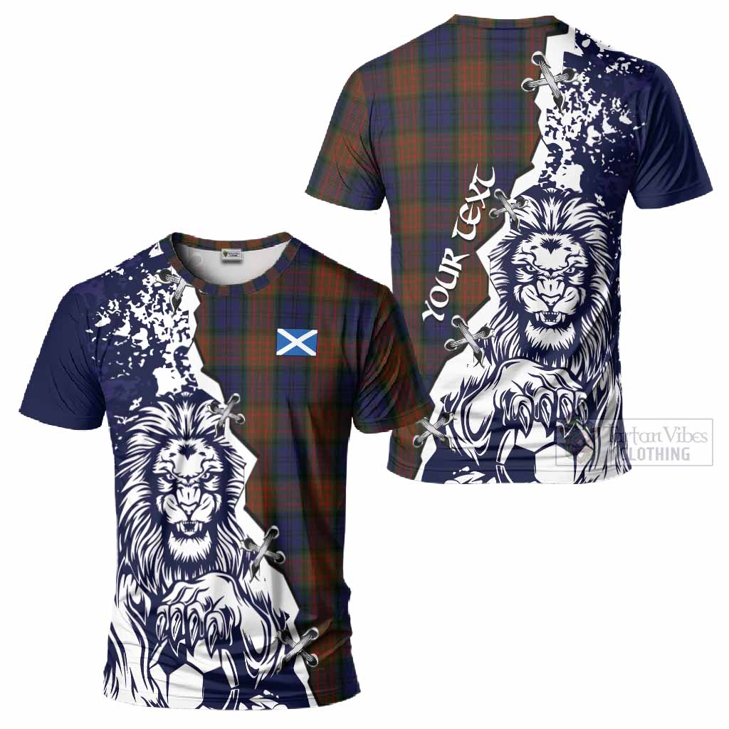 Longford County Ireland Tartan Scottish T-Shirt Angry Lion With Soccer Ball Style
