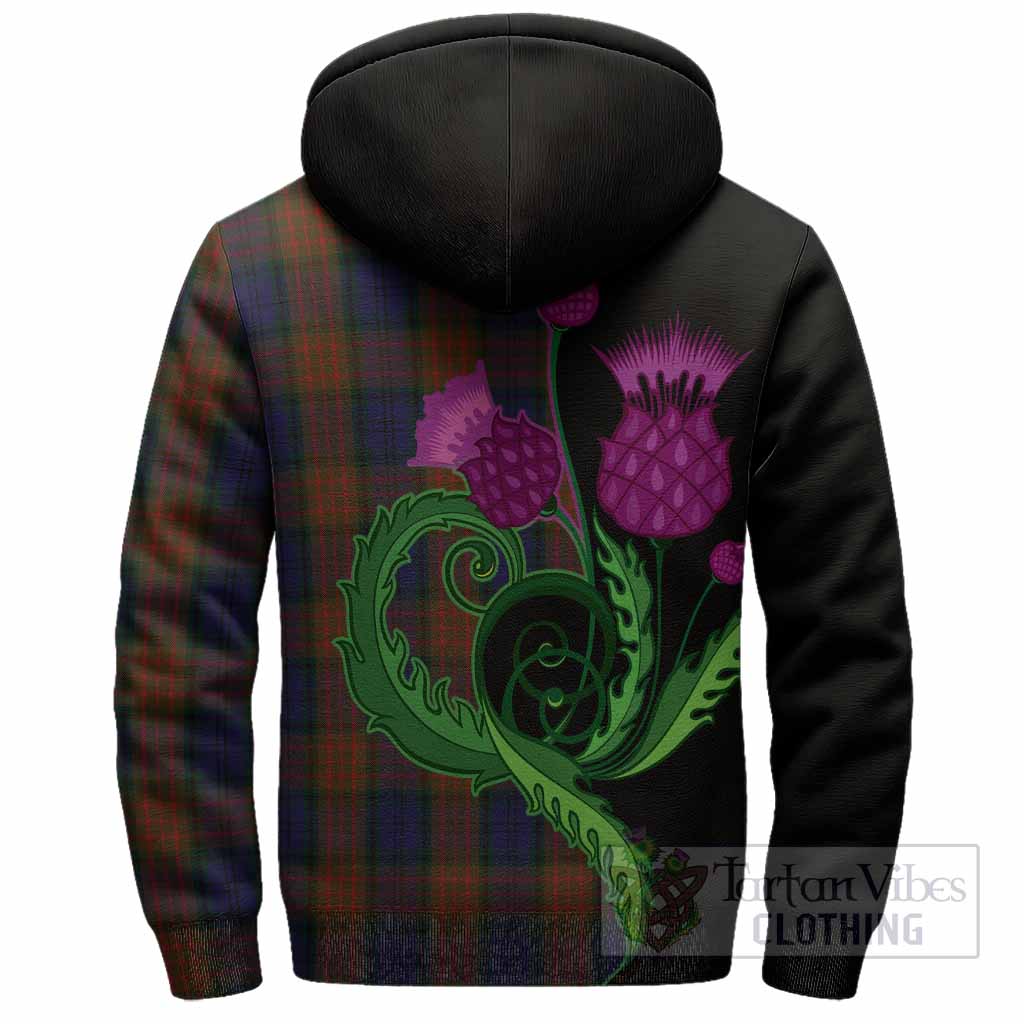 Longford County Ireland Tartan Sherpa Hoodie Traditional Scottish Thistle