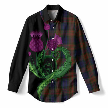Longford County Ireland Tartan Women Casual Shirt Traditional Scottish Thistle
