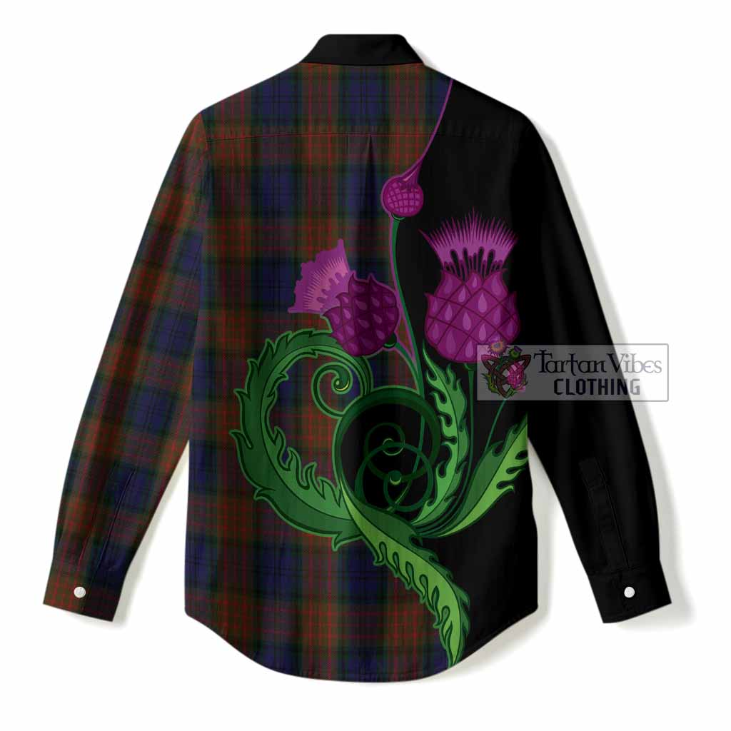 Longford County Ireland Tartan Women Casual Shirt Traditional Scottish Thistle