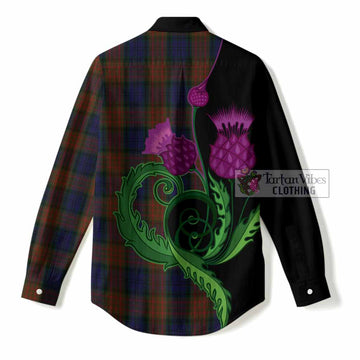 Longford County Ireland Tartan Women Casual Shirt Traditional Scottish Thistle