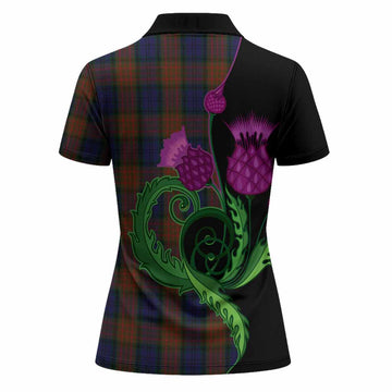Longford County Ireland Tartan Women Polo Shirt Traditional Scottish Thistle