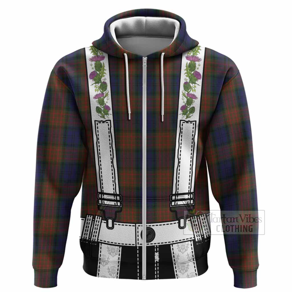 Longford Tartan Lederhosen Costume Hoodie Scotland Thistle Floral