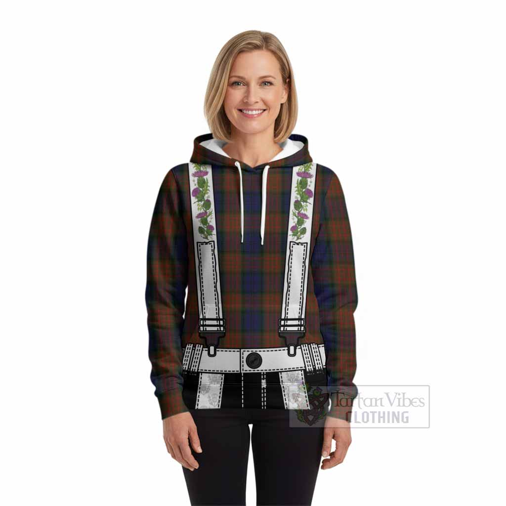 Longford Tartan Lederhosen Costume Hoodie Scotland Thistle Floral