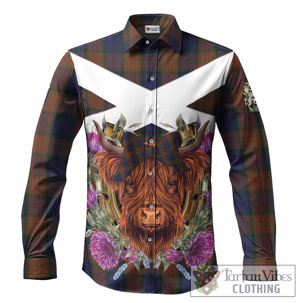 Longford Tartan Long Sleeve Button Shirts Scottish Thistle Heilan Coo