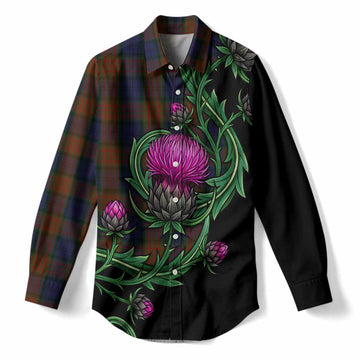 Longford Tartan Women Casual Shirt Resilient Scottish Thistle