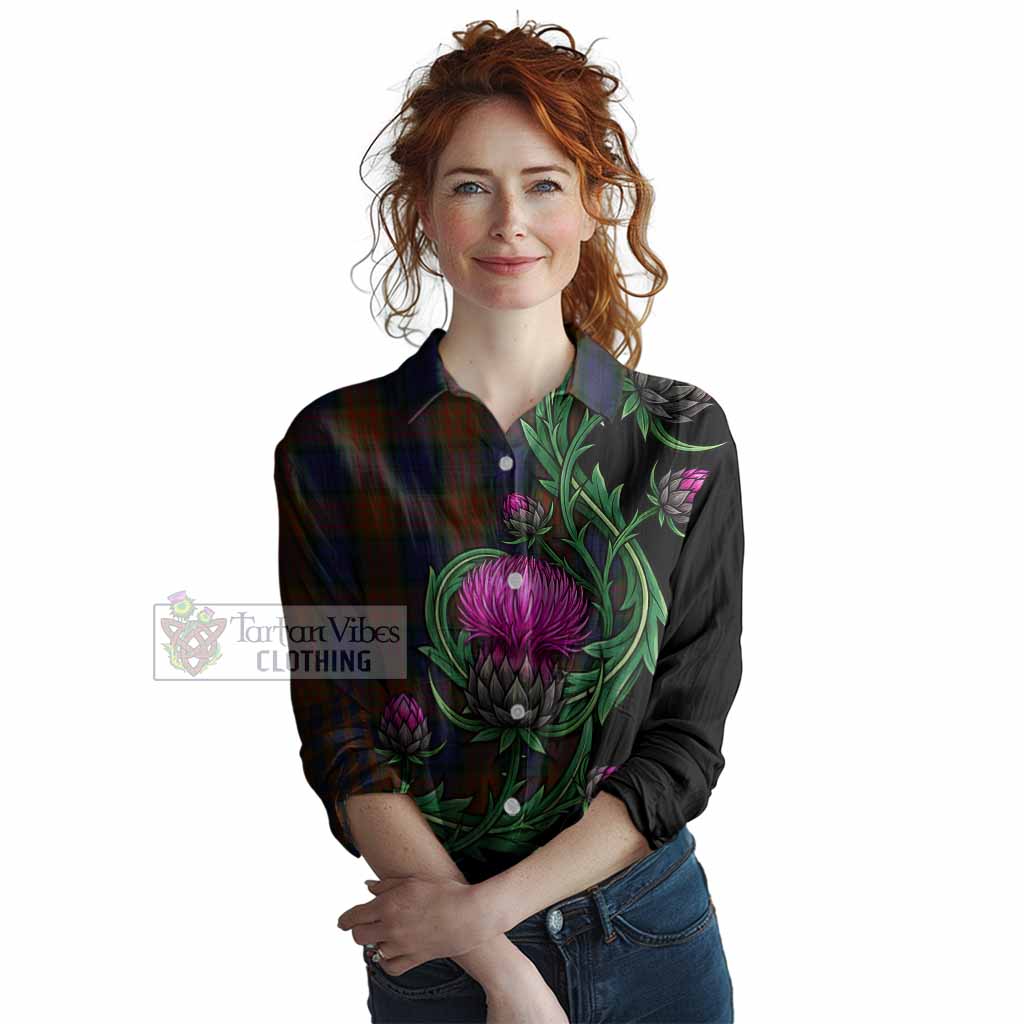 Longford Tartan Women Casual Shirt Resilient Scottish Thistle