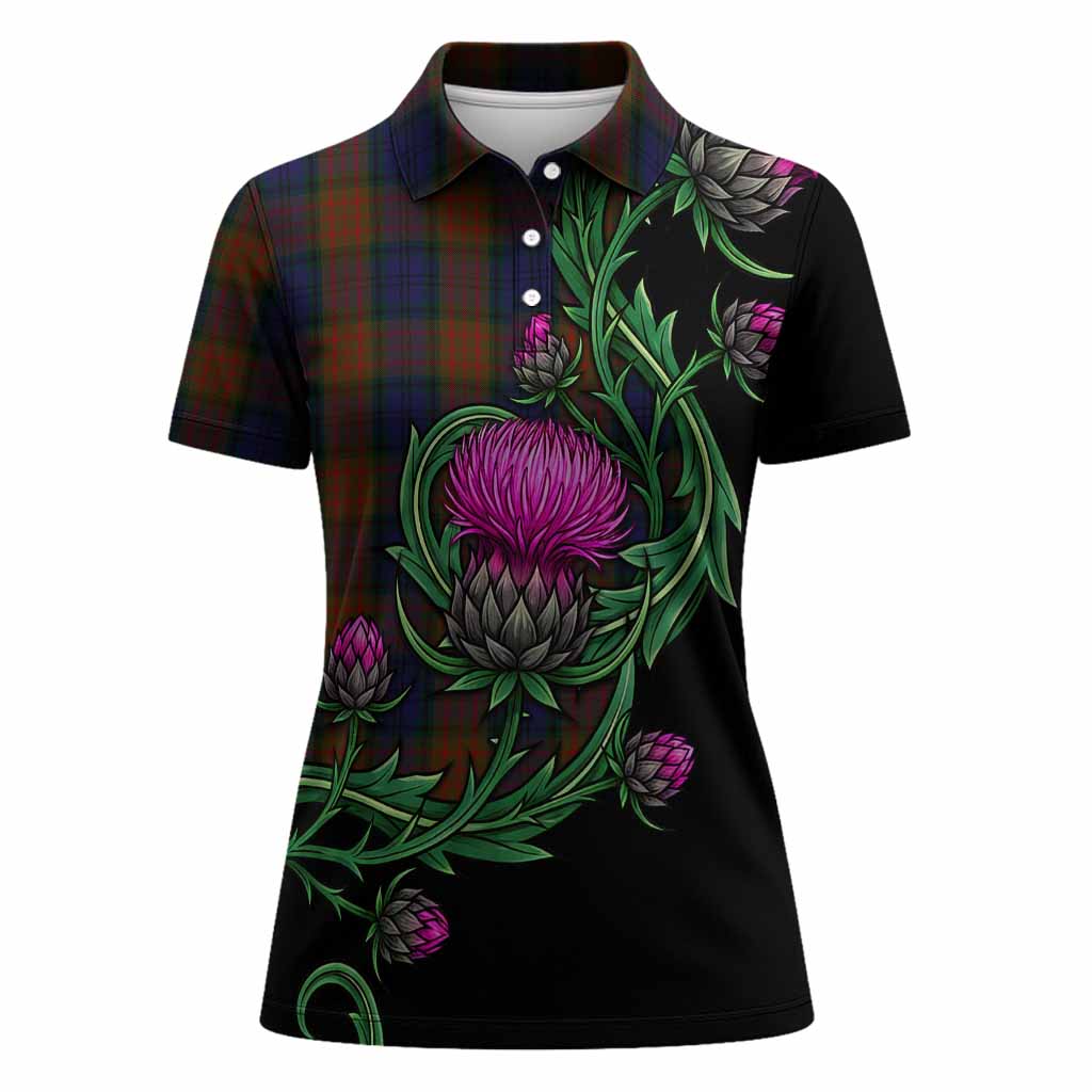 Longford Tartan Women Polo Shirt Resilient Scottish Thistle