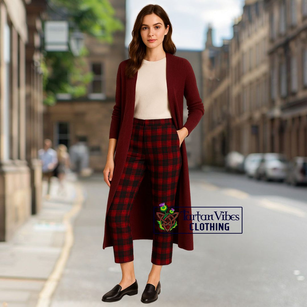 Puffer Jacket with Beanie and Grey Tartan Joggers Pants 