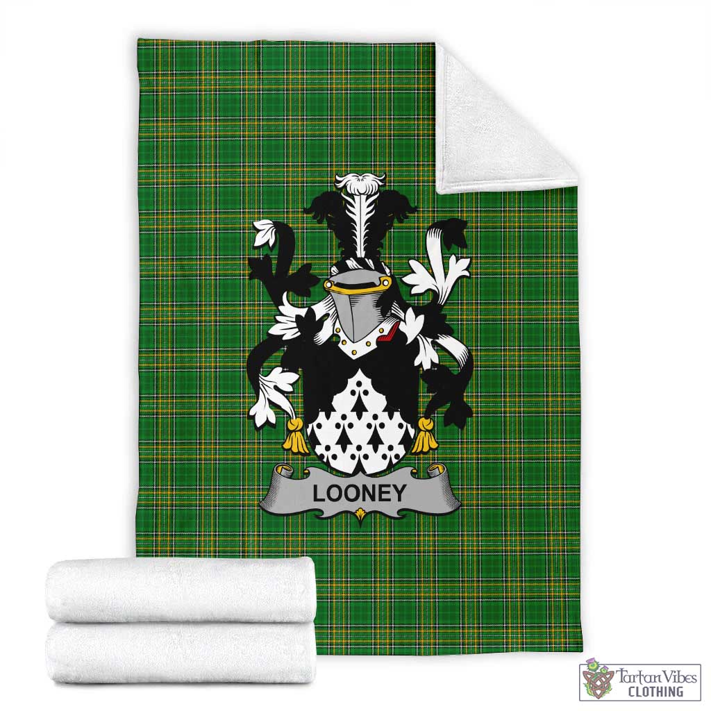 Looney Irish Clan Tartan Blanket with Coat of Arms X-Large 59 x 79 inches 150 x 200 cm - Tartan Vibes Clothing