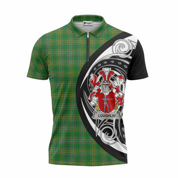 Loughlin Irish Clan Zipper Polo Shirt Celtic Circle Style Unisex - Tartan Vibes Clothing