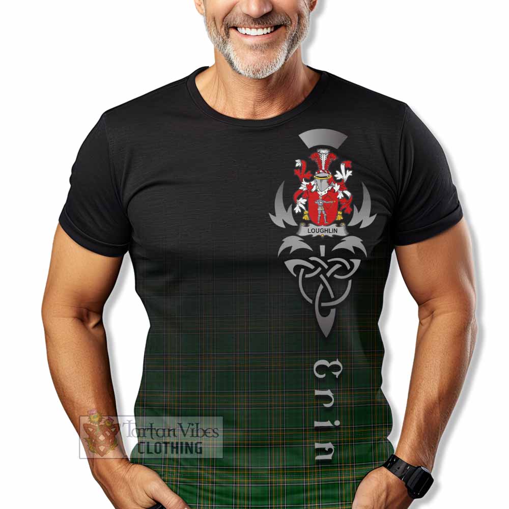 Tartan Vibes Clothing Loughlin Irish Clan T-Shirt with Coat of Arms Erin Go Bragh Celtic Inspired