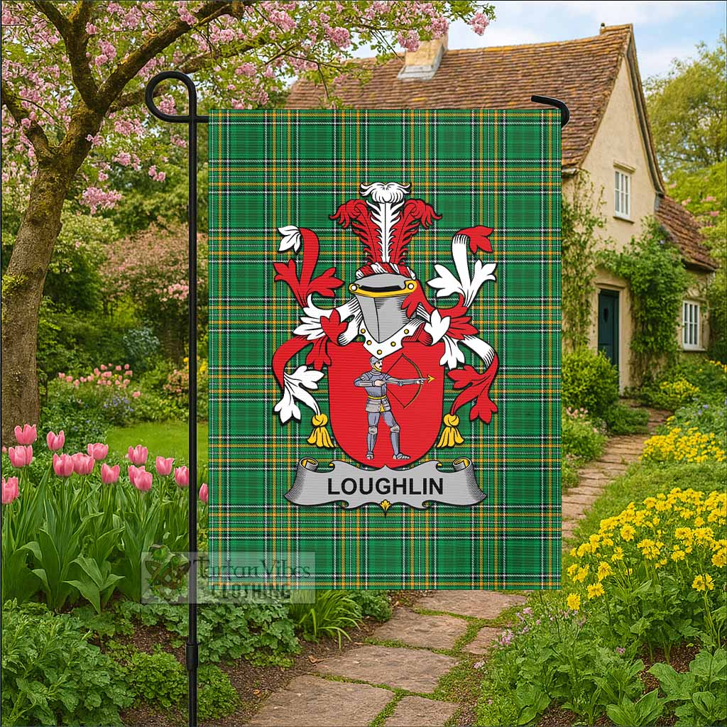 Loughlin Irish Clan Tartan Flag with Coat of Arms