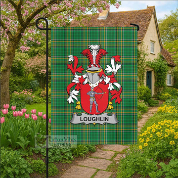 Loughlin Irish Clan Tartan Garden Flag with Coat of Arms