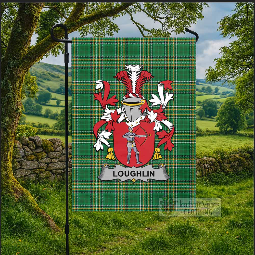 Loughlin Irish Clan Tartan Flag with Coat of Arms