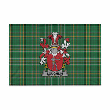 Loughlin Irish Clan Tartan House Flag with Coat of Arms