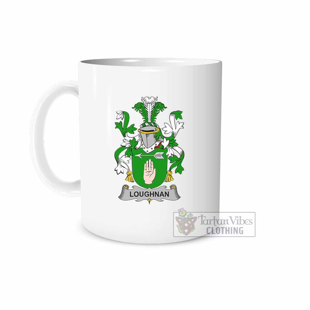 Loughnan Irish Clan Coat of Arms Ceramic Mug White - 2D-tartanvibesclothing