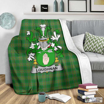 Loughnan Irish Clan Tartan Blanket with Coat of Arms - Tartan Vibes Clothing