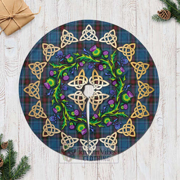 Tartan Vibes Clothing Louth County Ireland Tartan Christmas Tree Skirt with Thistle Celtic Knot Style