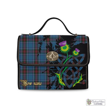 Tartan Vibes Clothing Louth County Ireland Tartan Waterproof Canvas Bag with Scotland Map and Thistle Celtic Accents