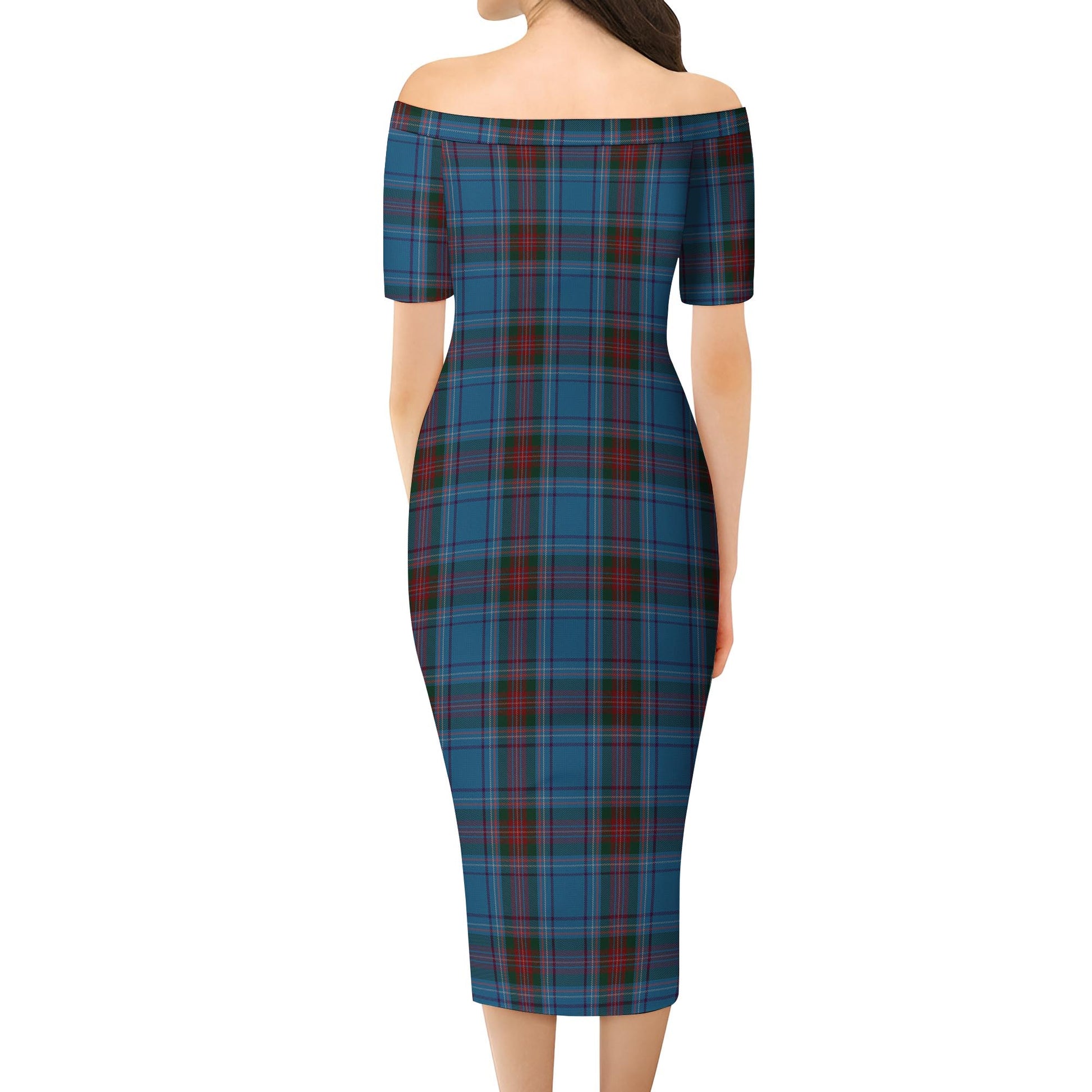 Louth County Ireland Tartan Off Shoulder Lady Dress - Tartanvibesclothing