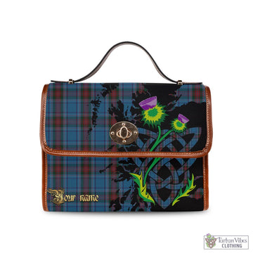 Tartan Vibes Clothing Louth County Ireland Tartan Waterproof Canvas Bag with Scotland Map and Thistle Celtic Accents