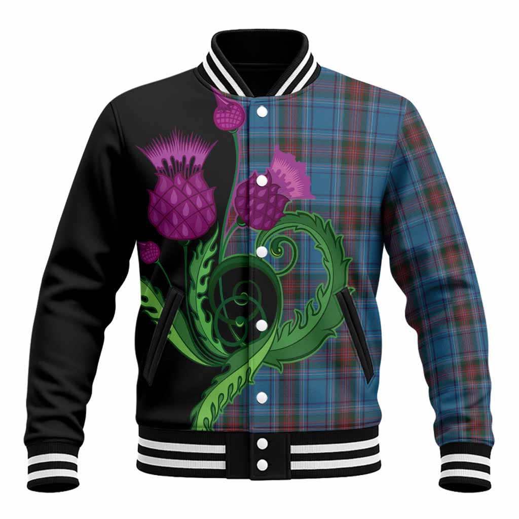 Louth County Ireland Tartan Baseball Jacket Traditional Scottish Thistle